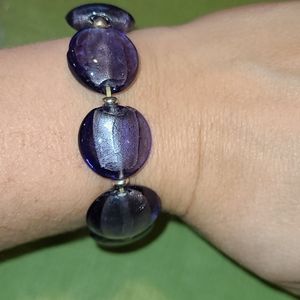 Purple glass bead bracelet